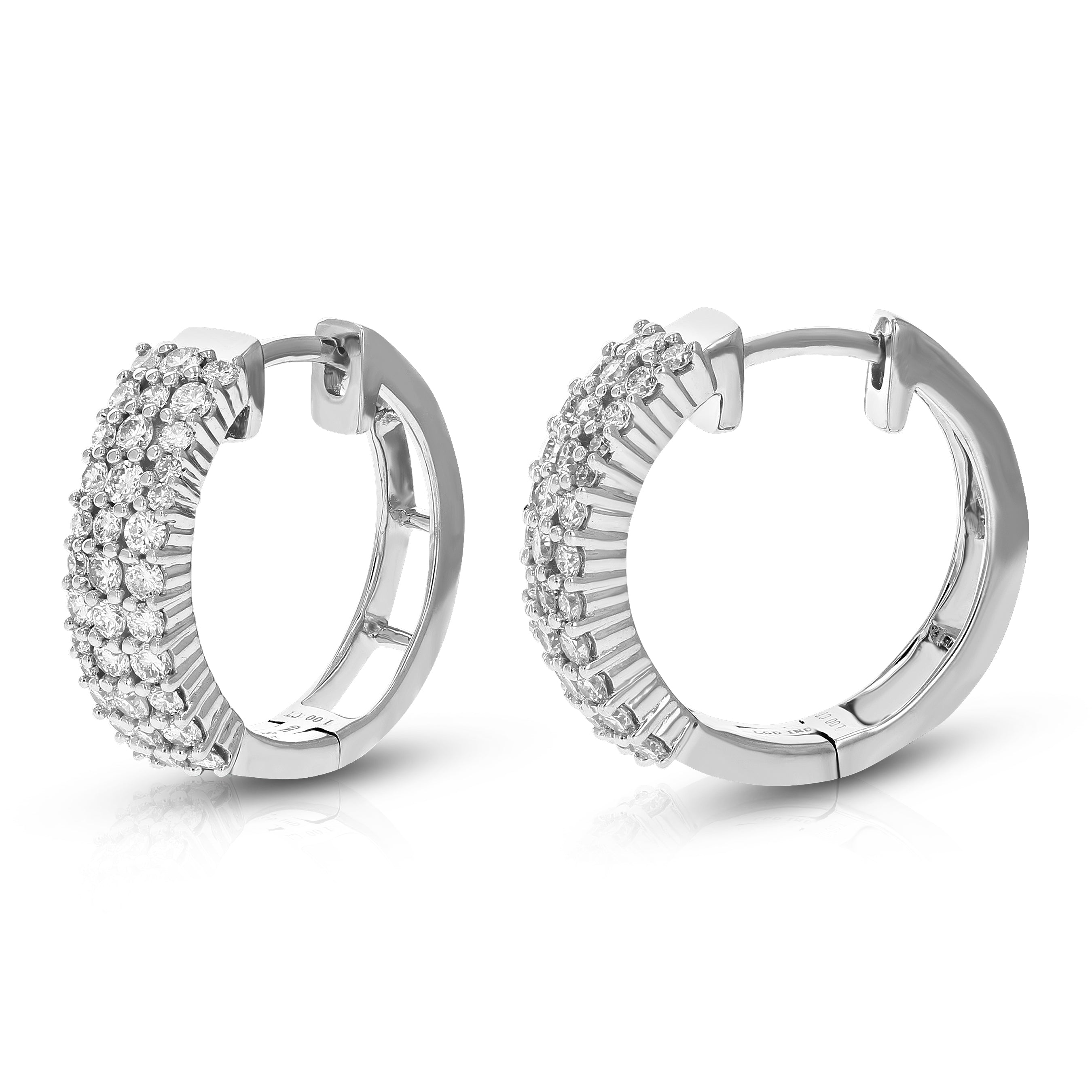 Multi Row Chunky Hoop Diamond Earrings
