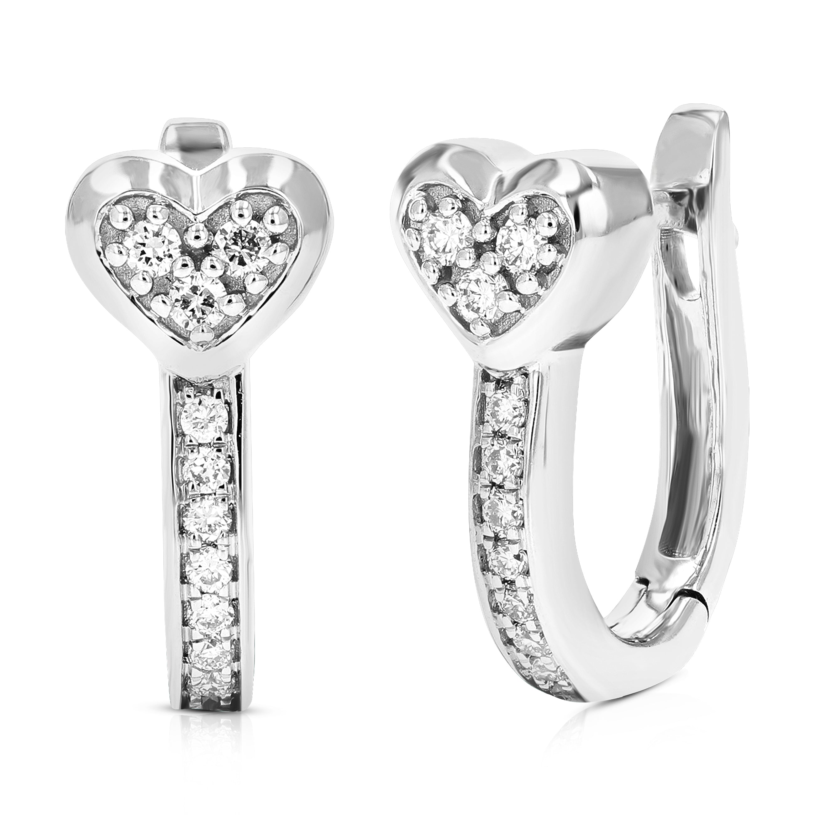 Heart Cluster Diamond Hoop Earrings