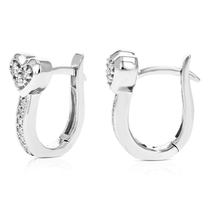 Heart Cluster Diamond Hoop Earrings