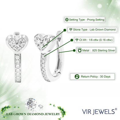 Heart Cluster Diamond Hoop Earrings