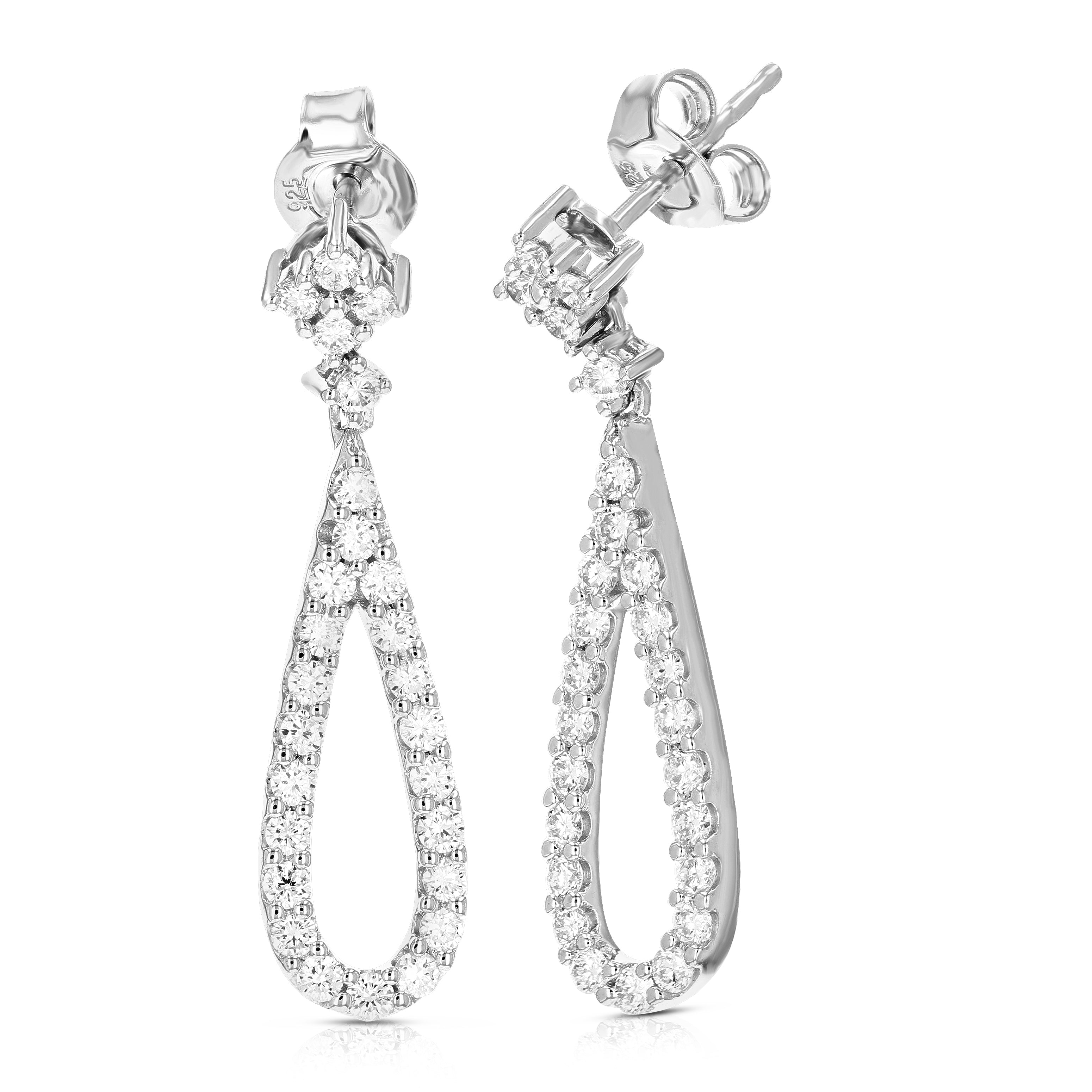 Pearl Drop Diamond Dangle Earrings
