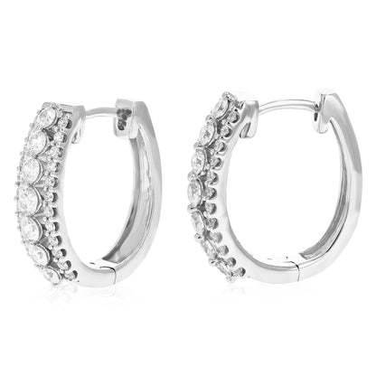 Graduated Triple Row Huggie Earrings