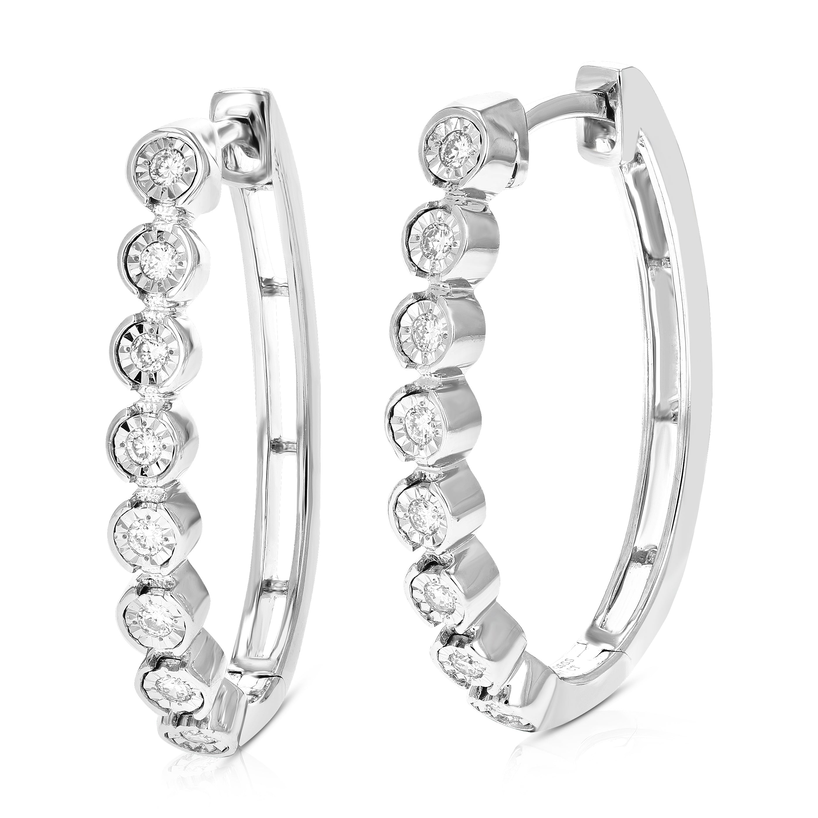 Bezel Diamond Hoop Earrings