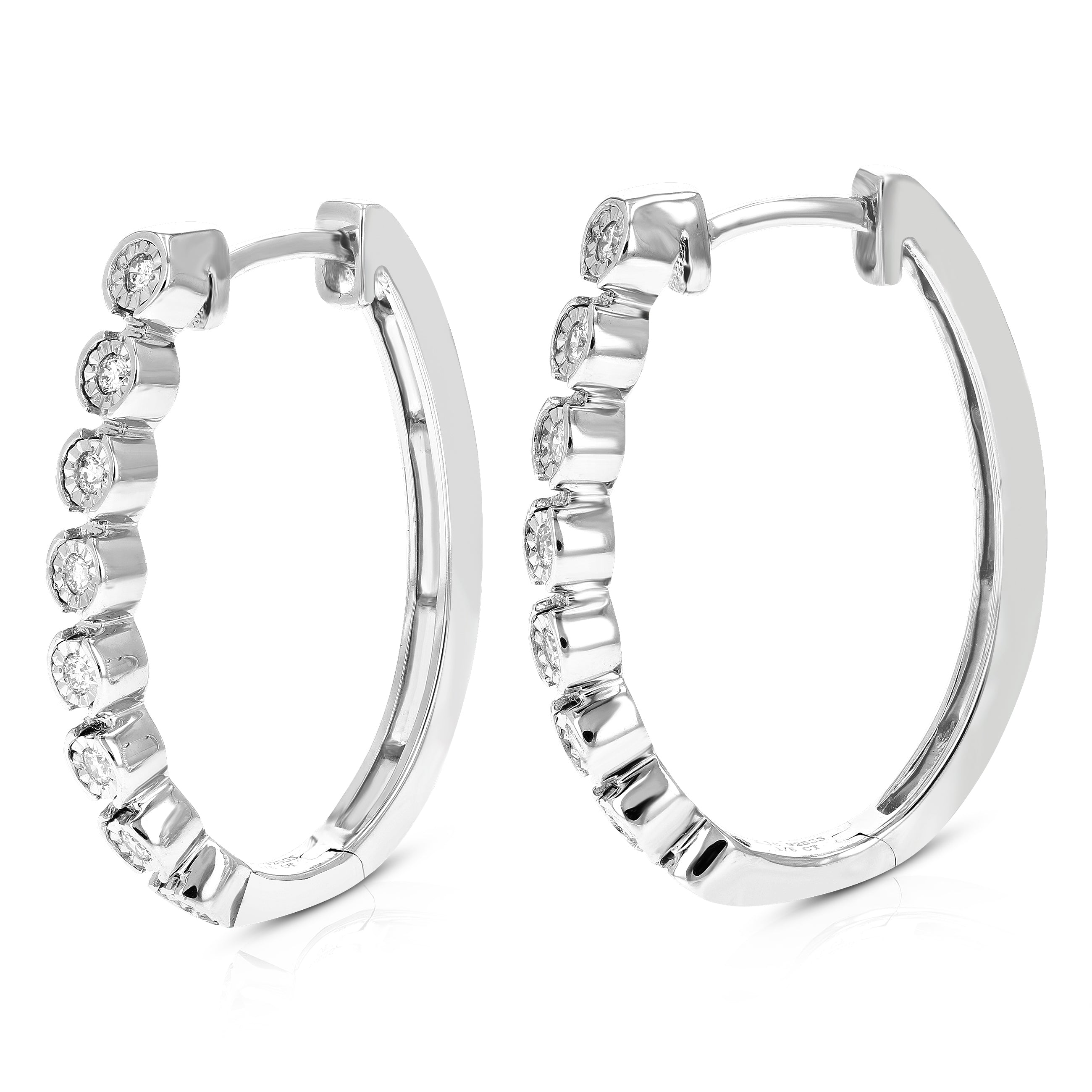 Bezel Diamond Hoop Earrings