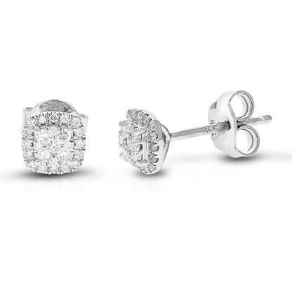 Cushion Composite Diamond Stud Earrings