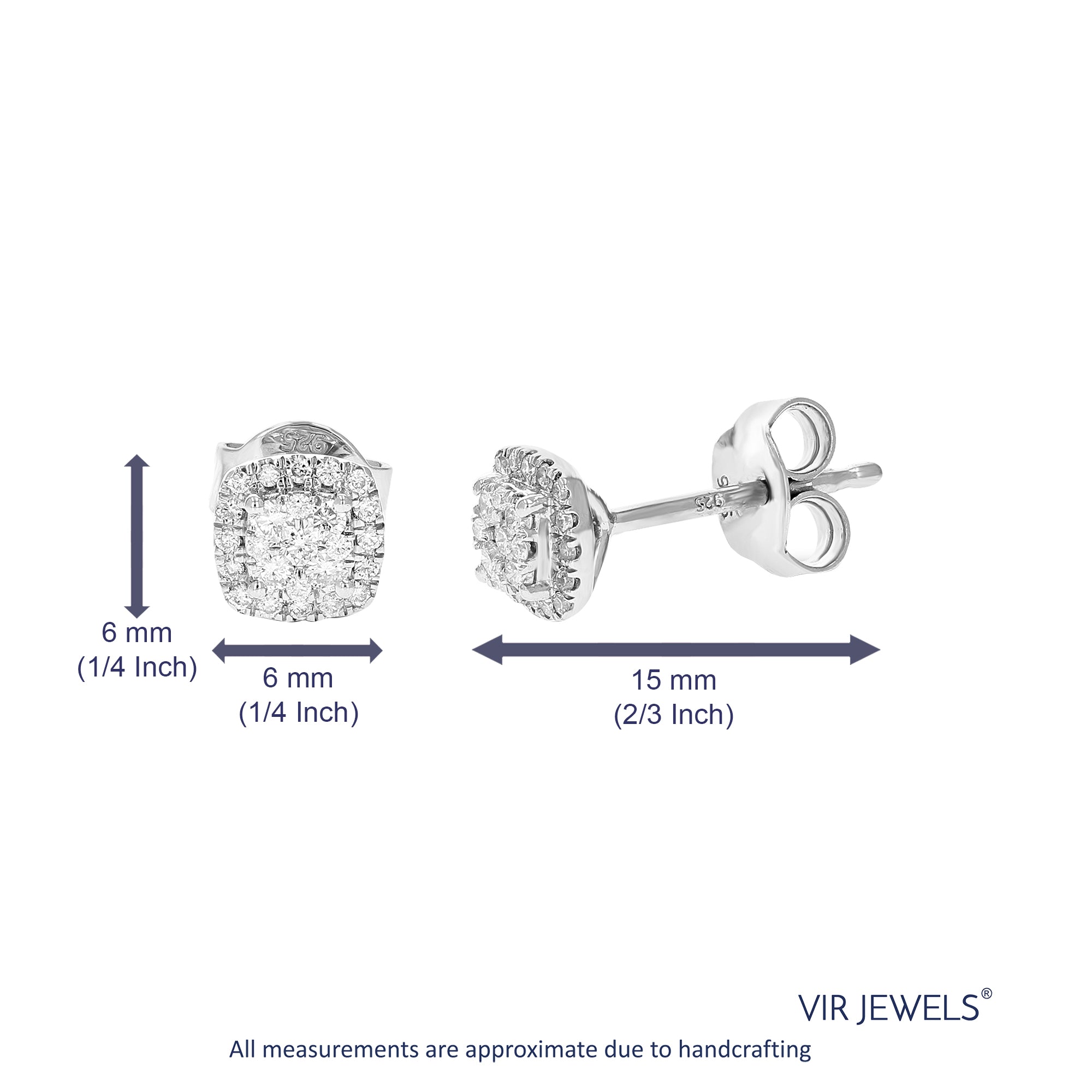 Cushion Composite Diamond Stud Earrings