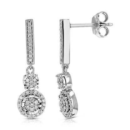 Two Round Drop Diamond Earrings