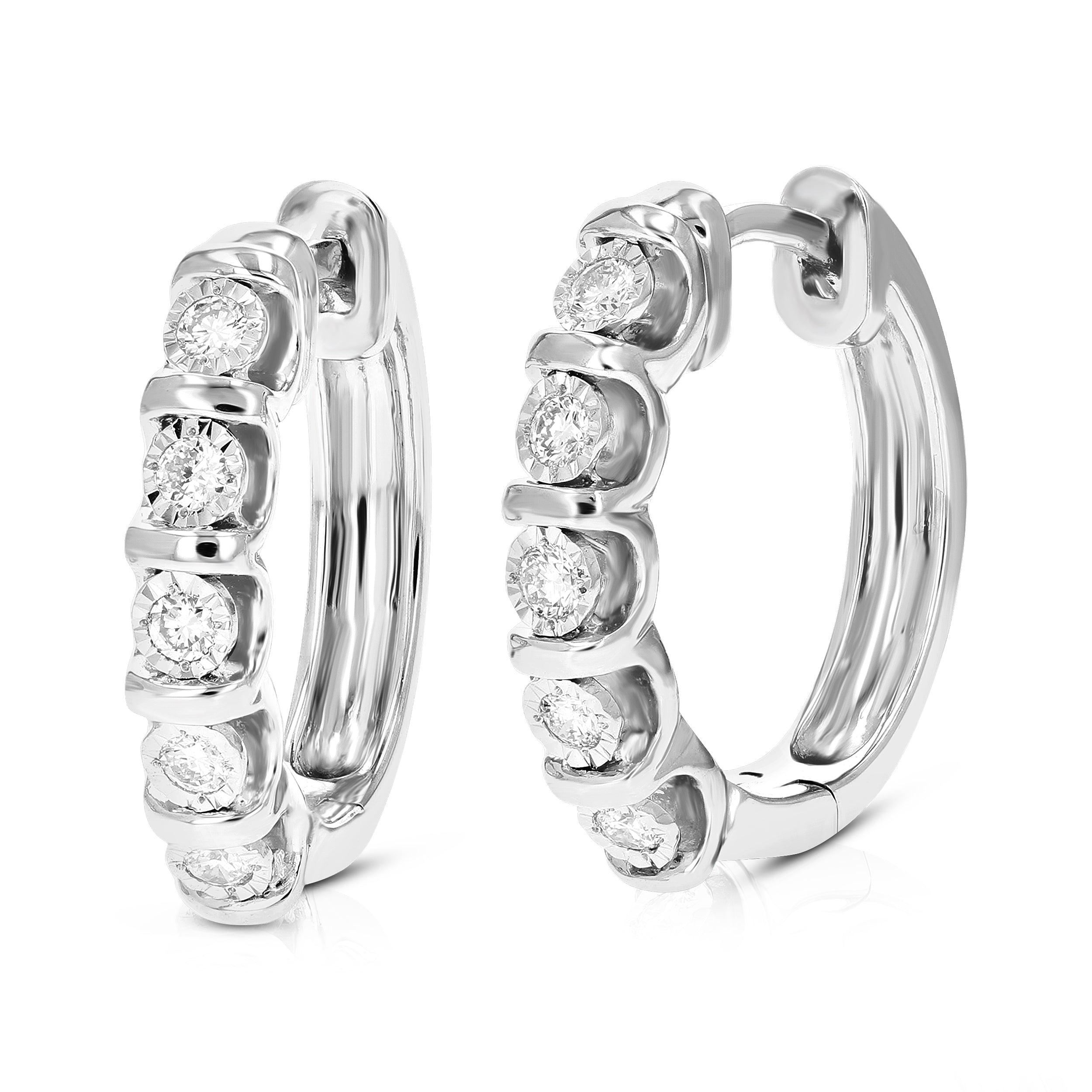 Diamond Section Hoop Earrings