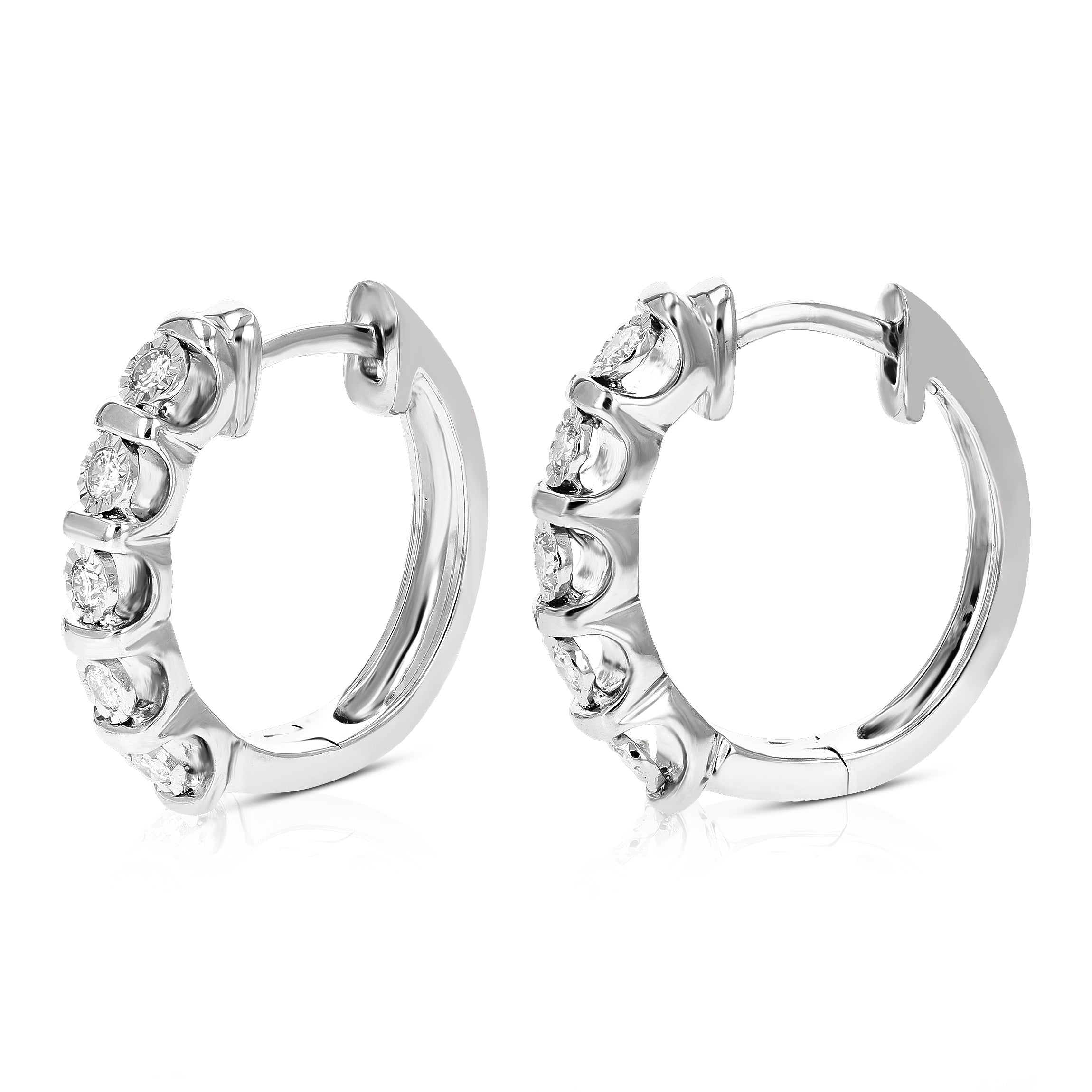 Diamond Section Hoop Earrings