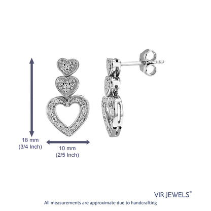 3 Heart Drop Diamond Earrings