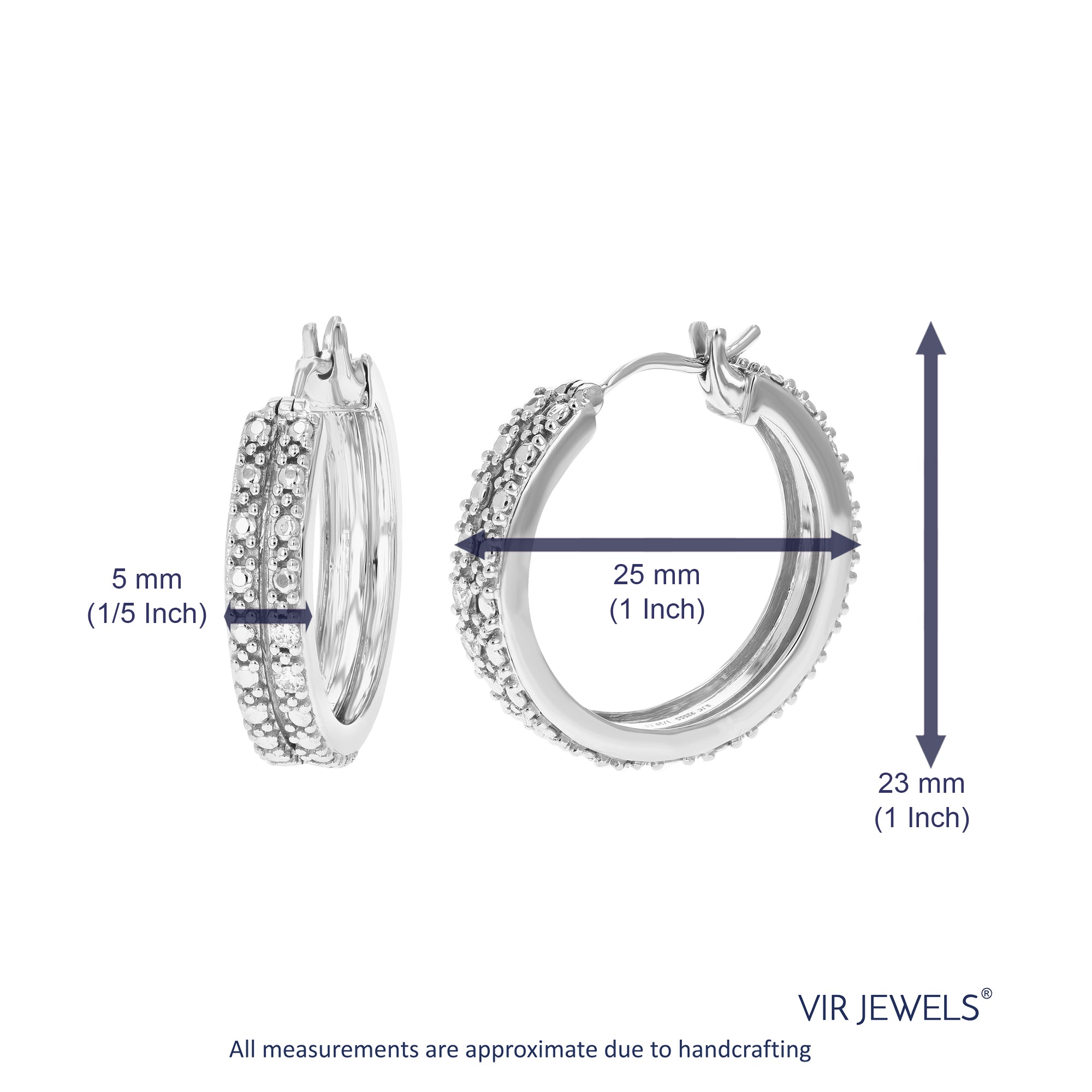 Textured Two Row Diamond Hoop Earrings