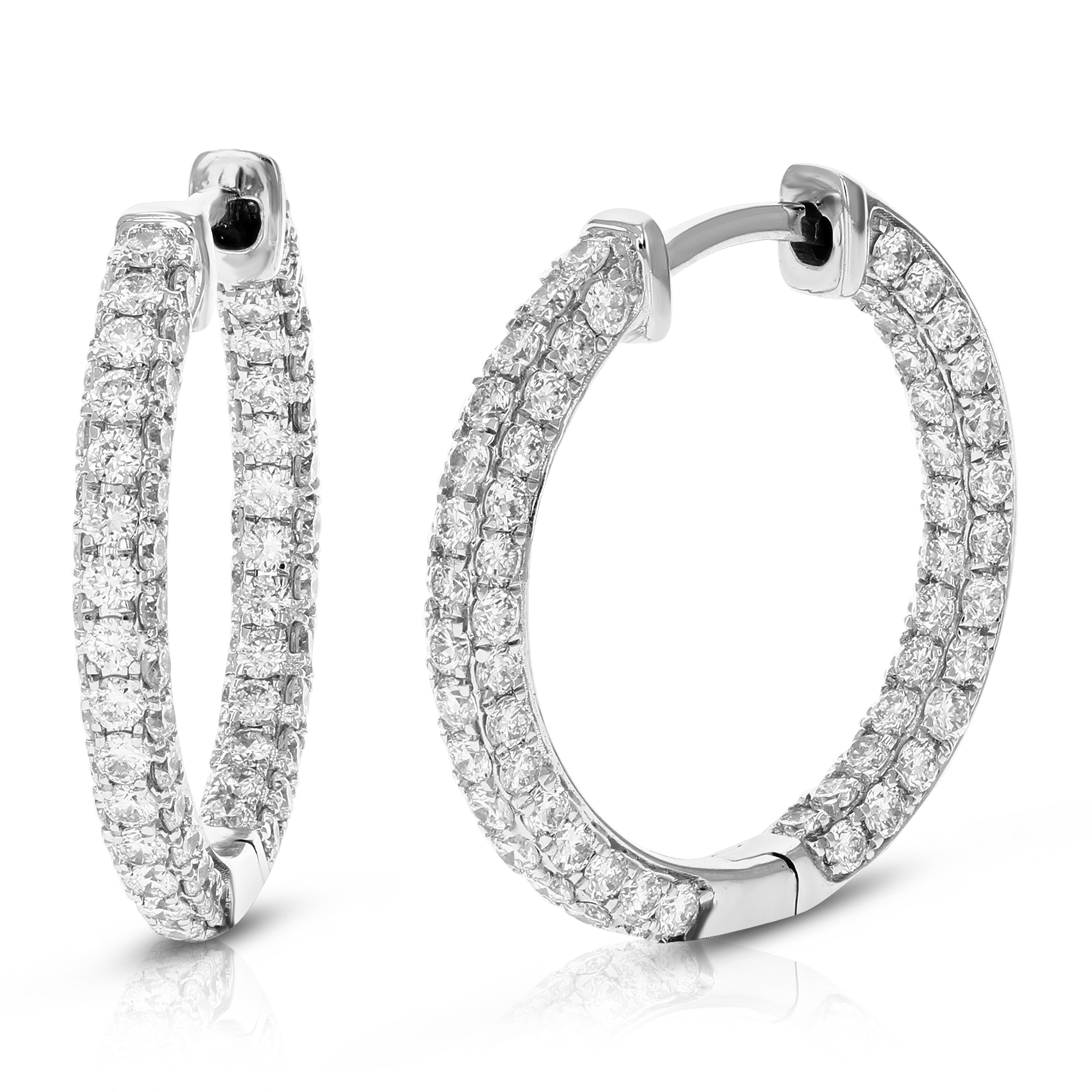 Tapered Eternity Diamond Hoop Earrings