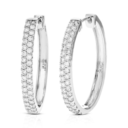 Double Row Diamond Hoop Earrings