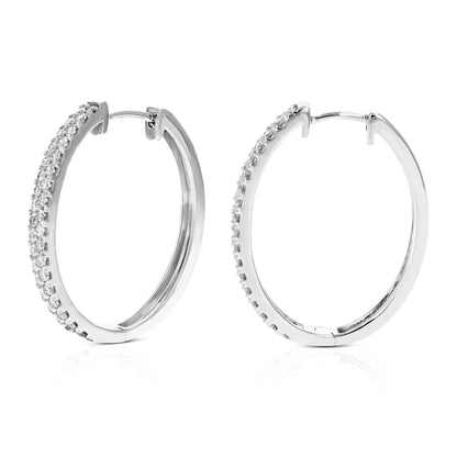 Double Row Diamond Hoop Earrings