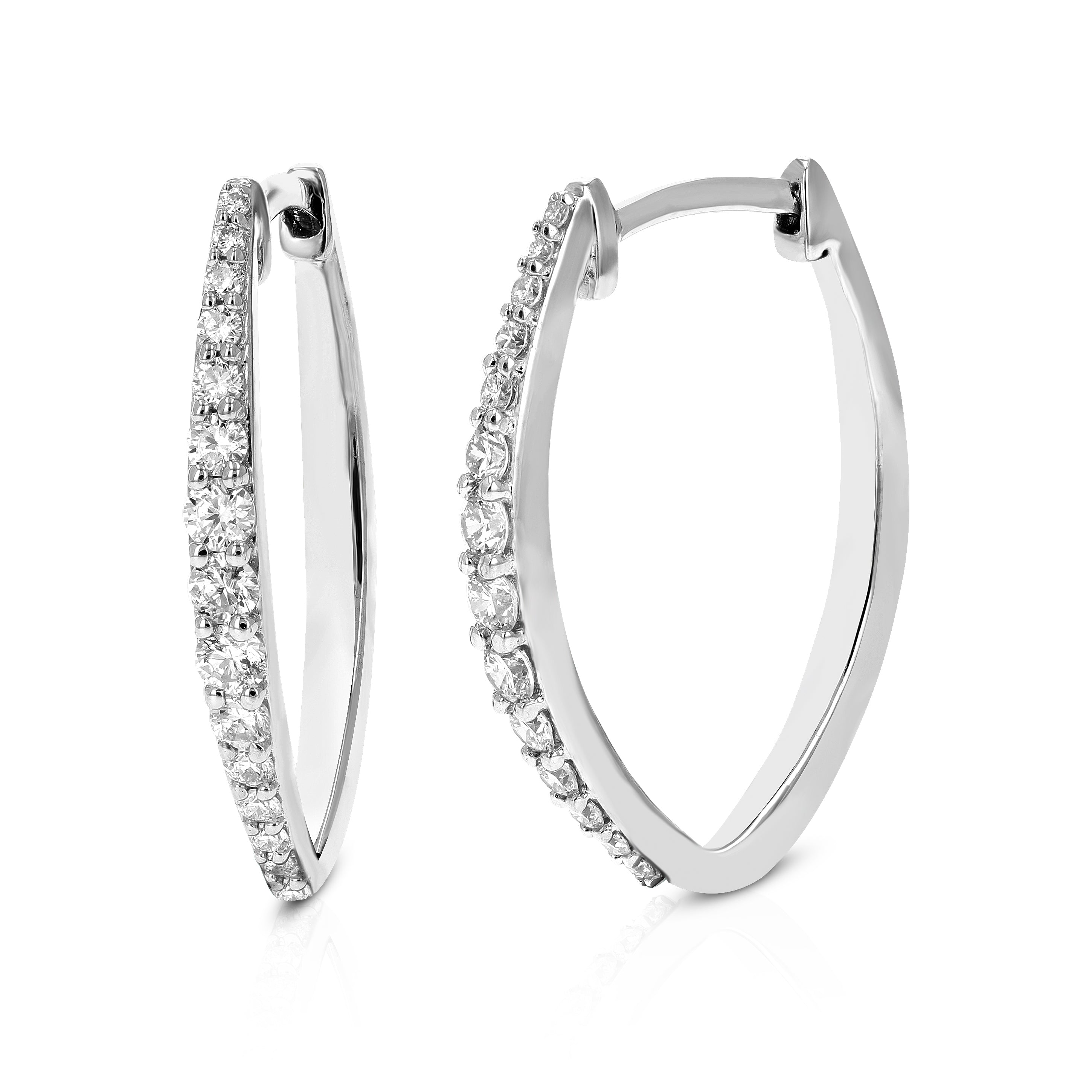 Graduated Diamond Hoop Earrings