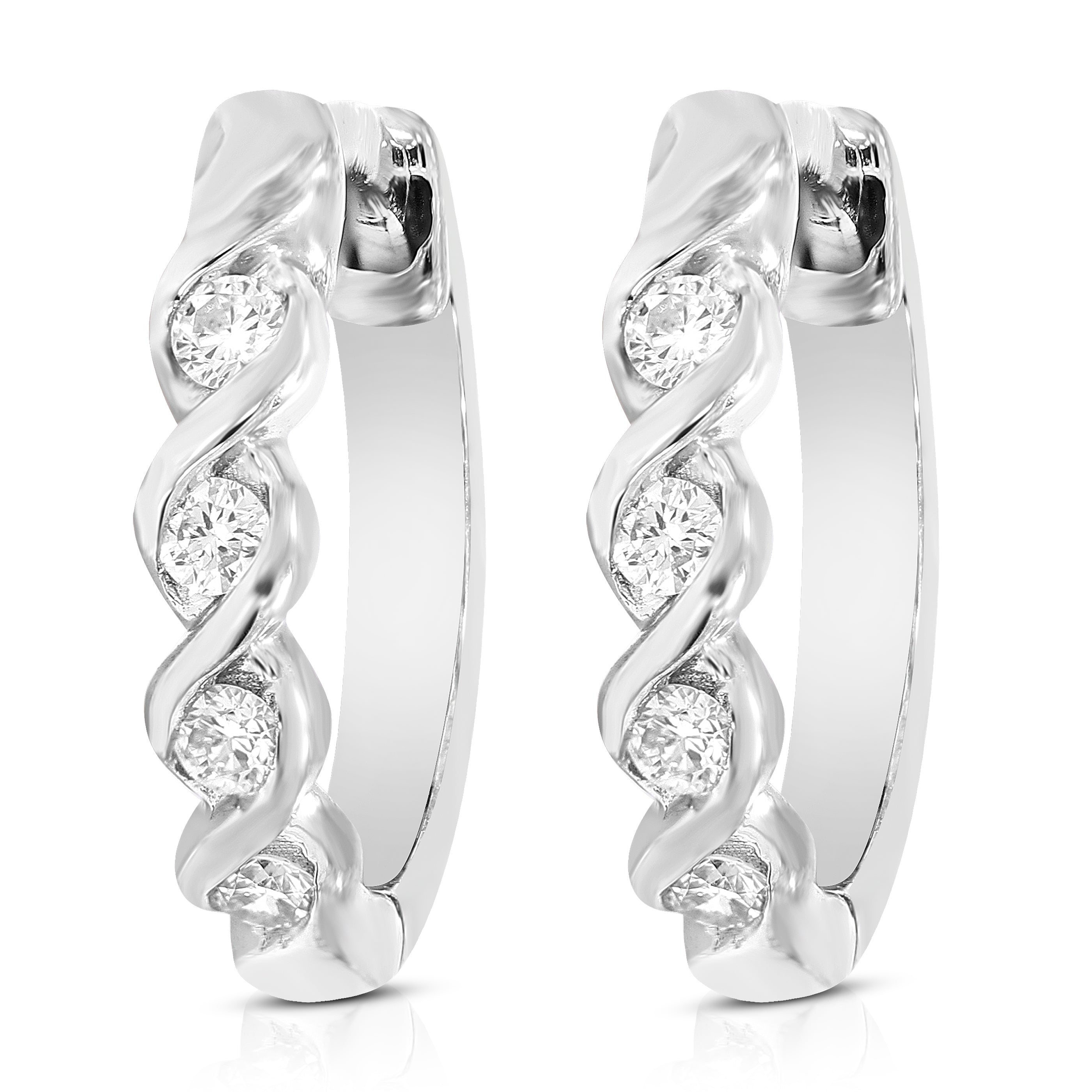 4 Diamond Loop Hoop Earrings