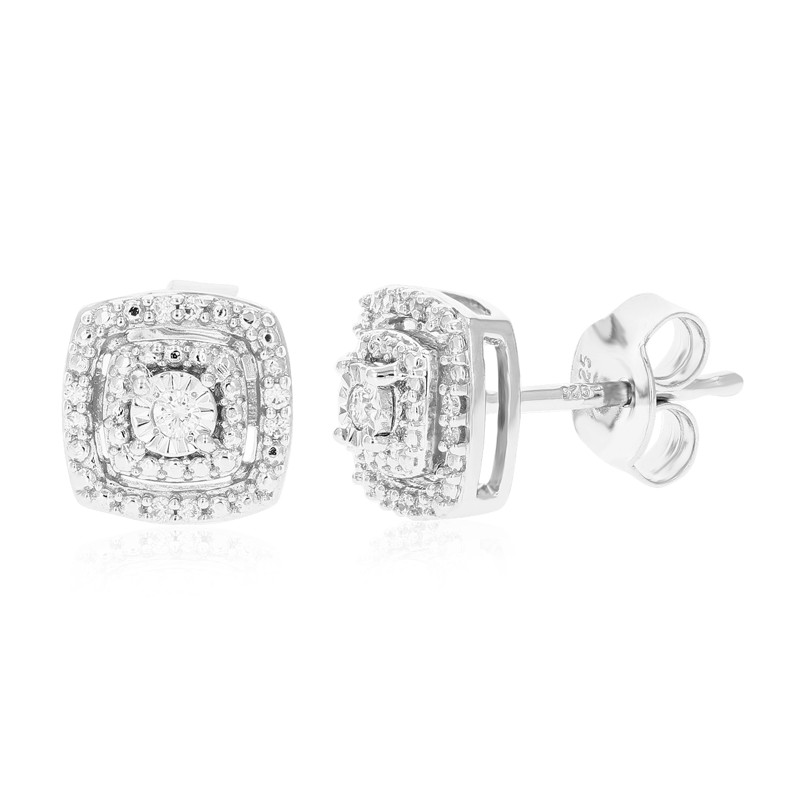 Cushion Composite Diamond Stud Earrings