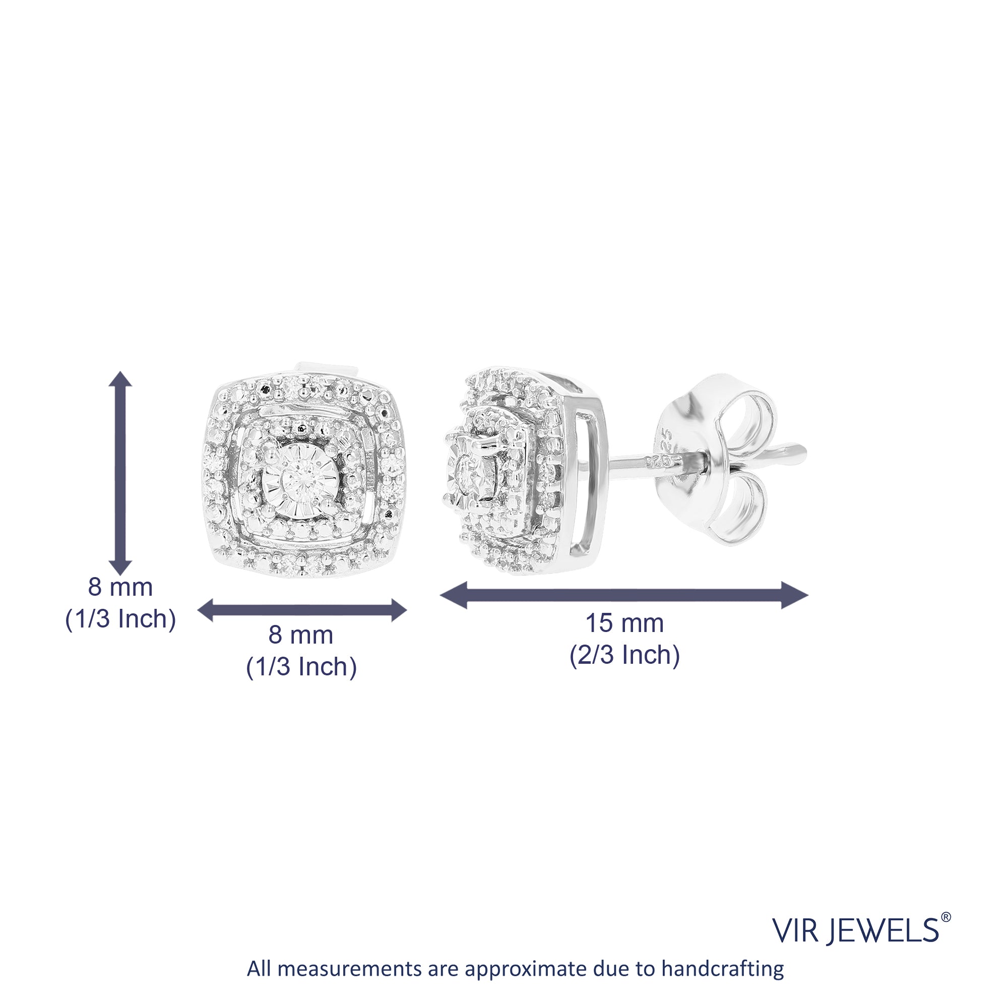 Cushion Composite Diamond Stud Earrings