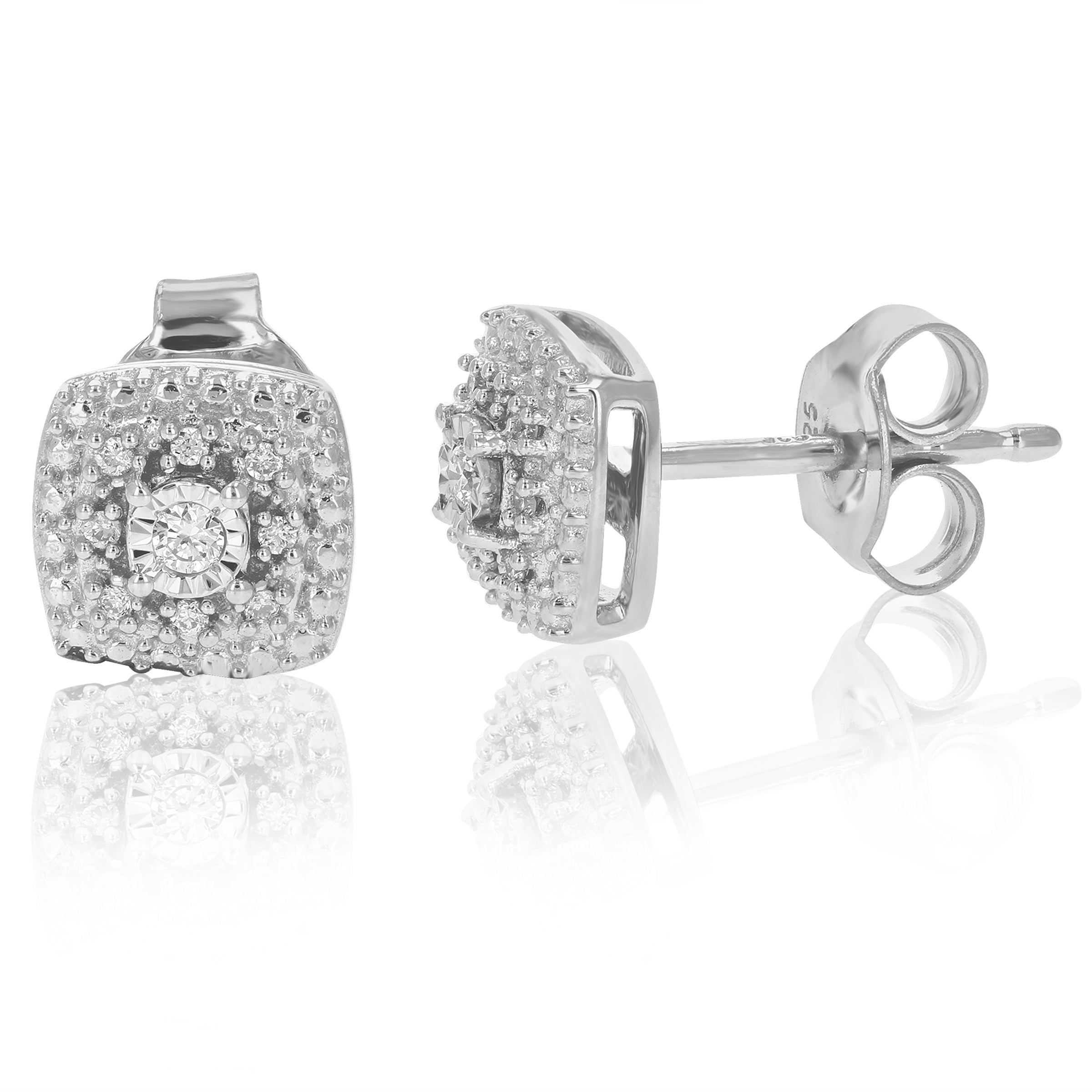 Cushion Composite Diamond Stud Earrings