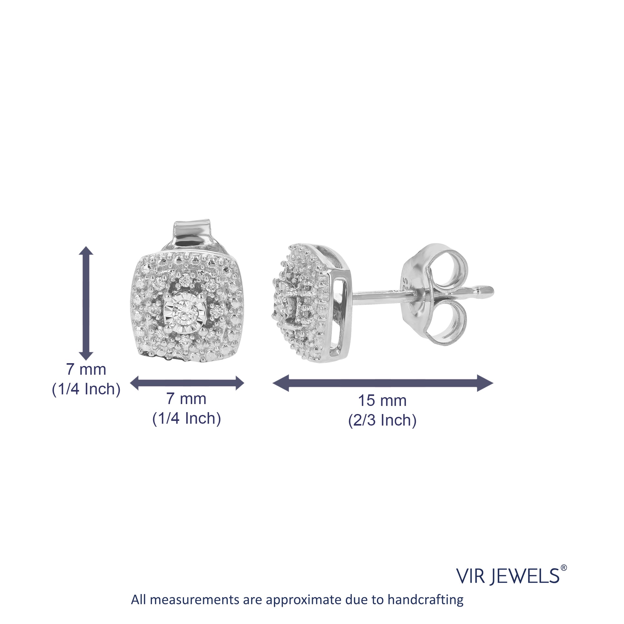 Cushion Composite Diamond Stud Earrings