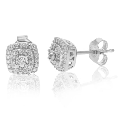 Cushion Cluster Diamond Stud Earrings