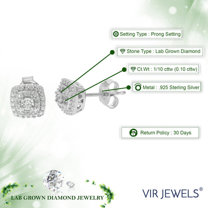 Cushion Cluster Diamond Stud Earrings