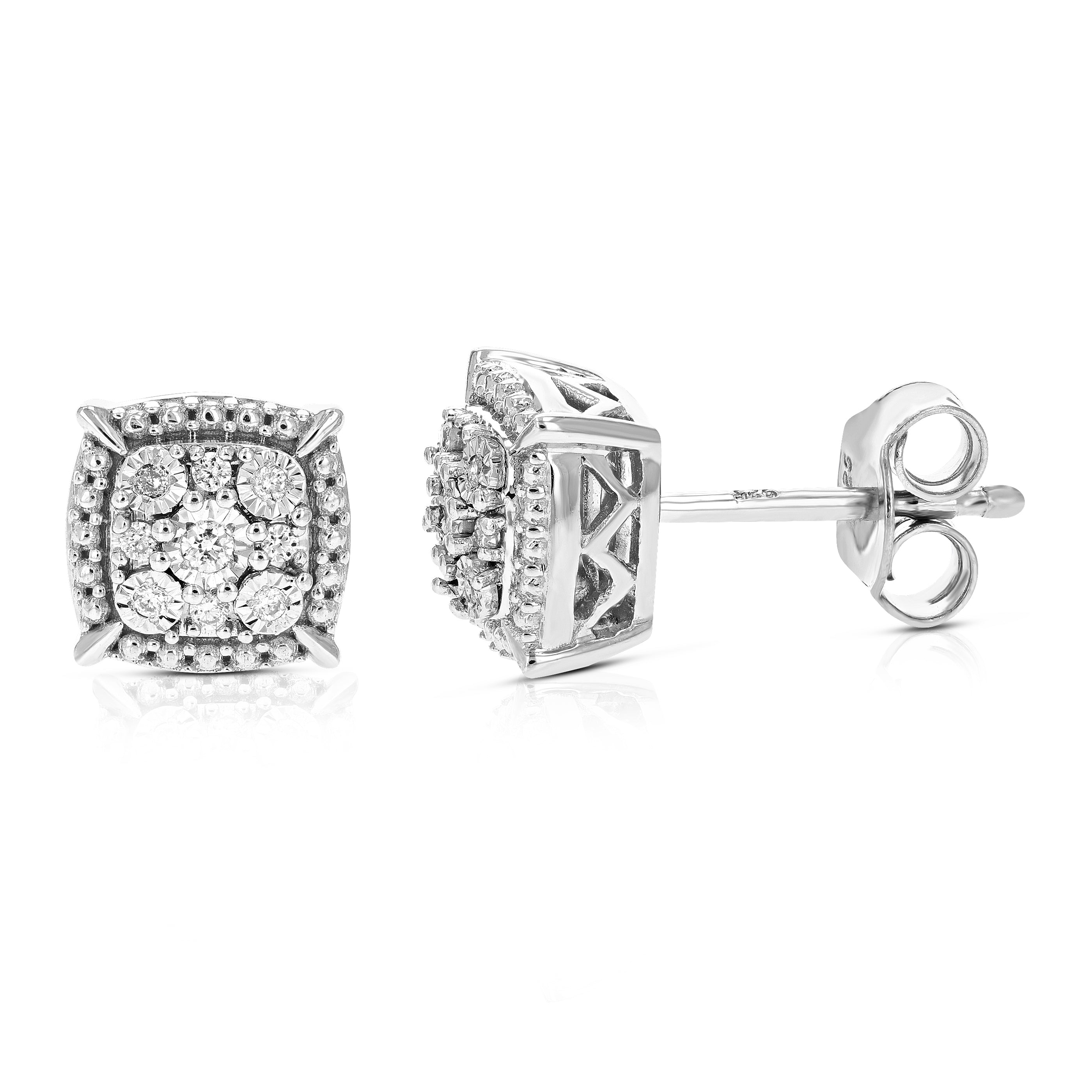 Princess Cluster Stud Earrings