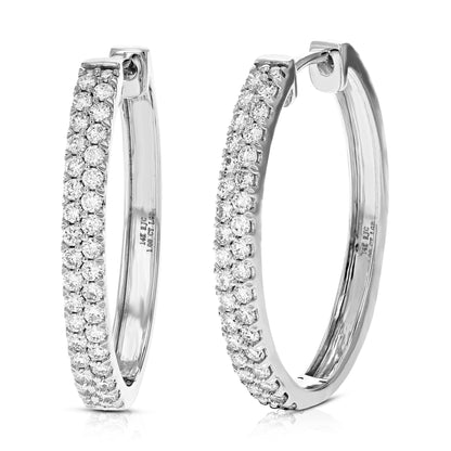 Double Row Pave Hoop Earrings