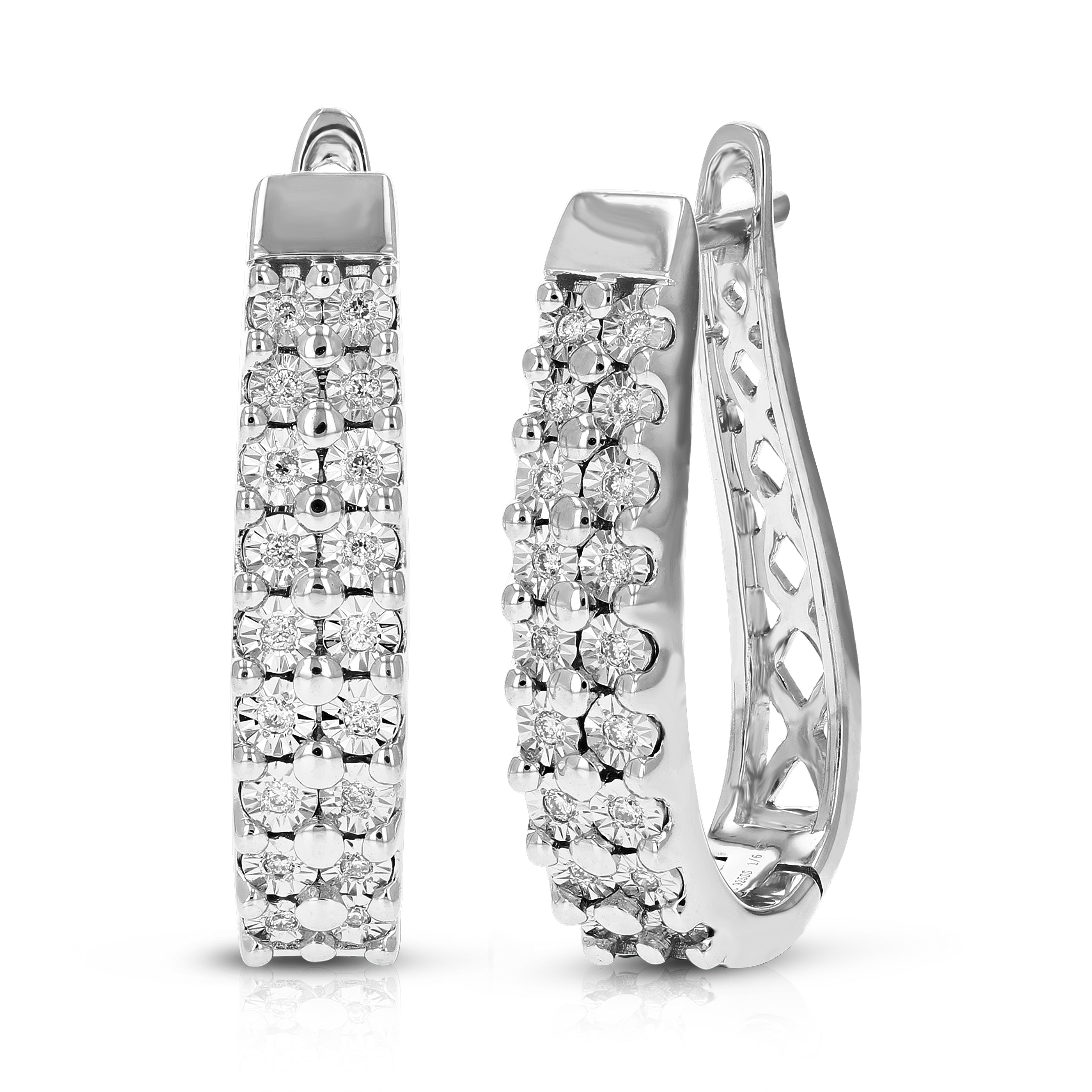 Double Row Diamond Hoop Earrings