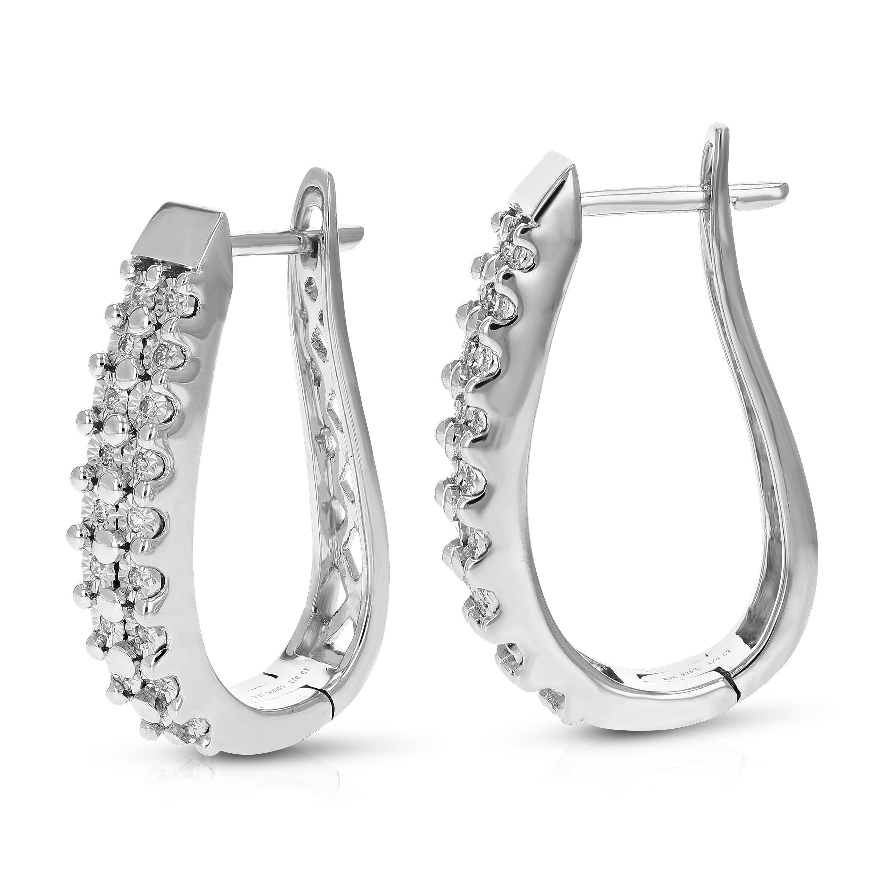 Double Row Diamond Hoop Earrings