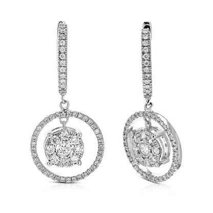 Dangle Diamond Halo Earrings