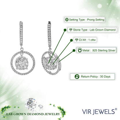 Dangle Diamond Halo Earrings