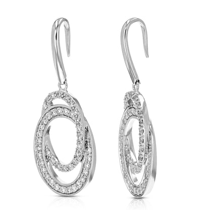 Circle Diamond Dangle Earrings