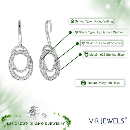 Circle Diamond Dangle Earrings