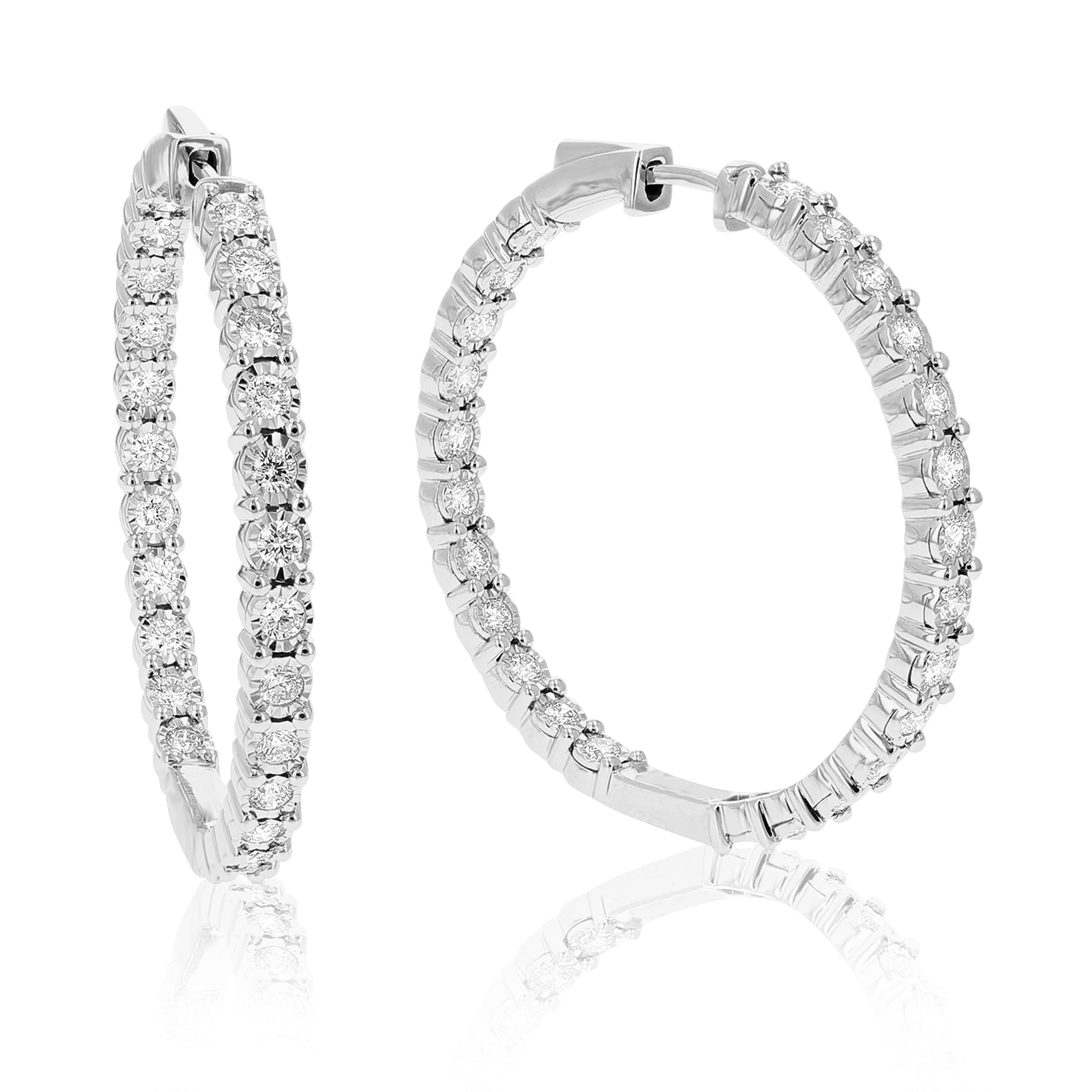 Elegant Inside Out Diamond Hoop Earrings