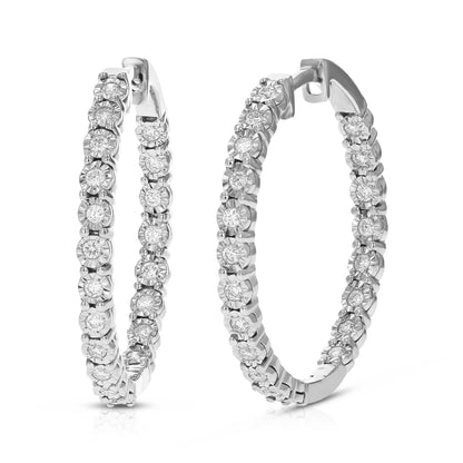 Cluster Round Inside Out Hoop Earrings