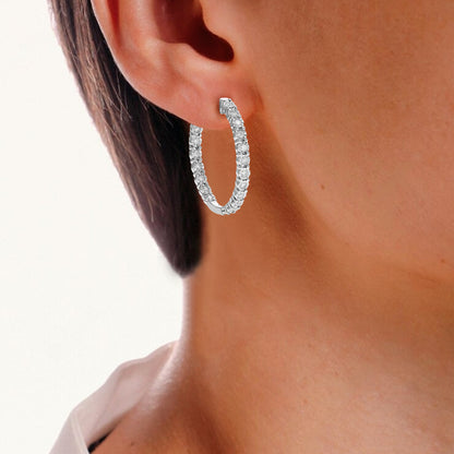 Cluster Round Inside Out Hoop Earrings