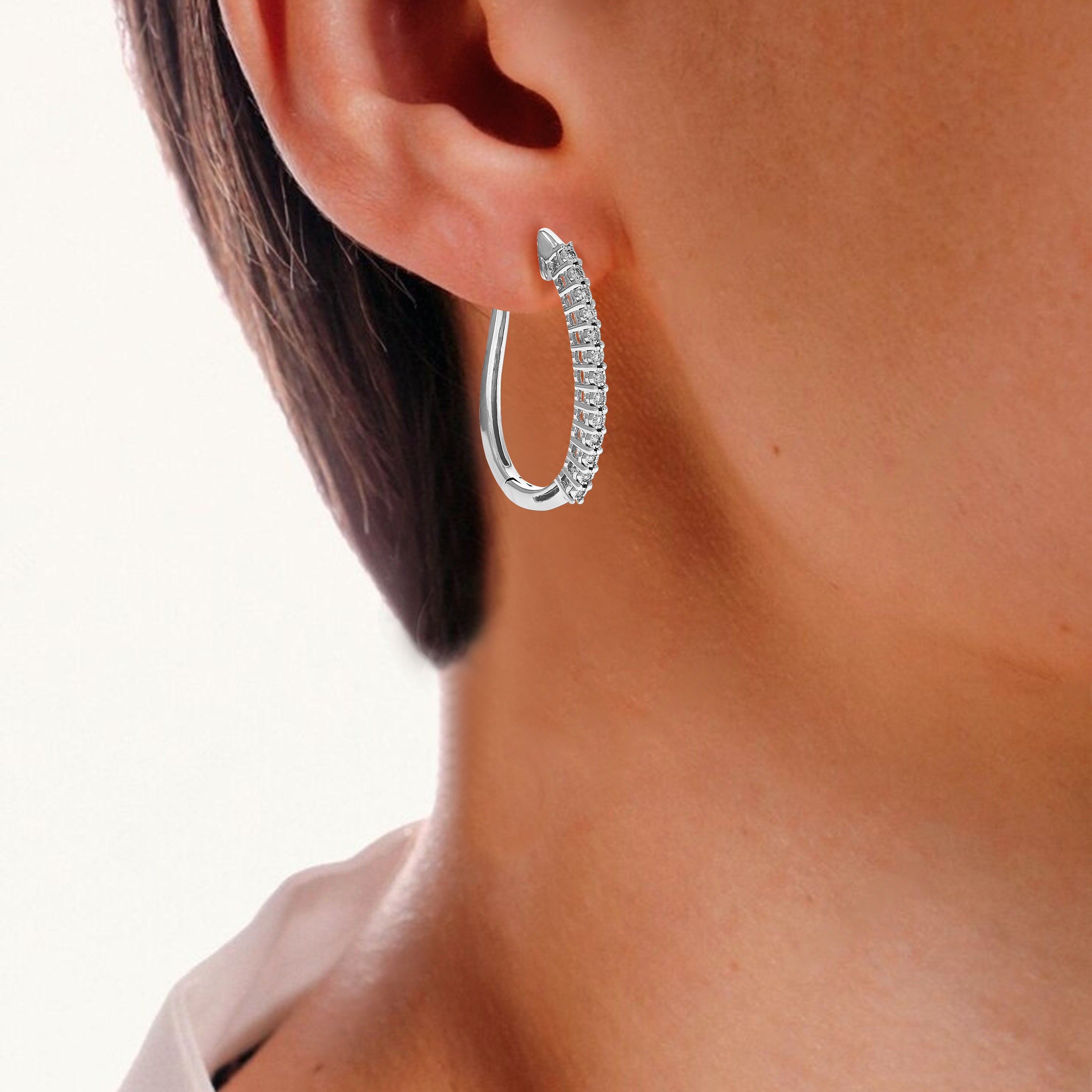 Classic Diamond Curved Hoop Earrings