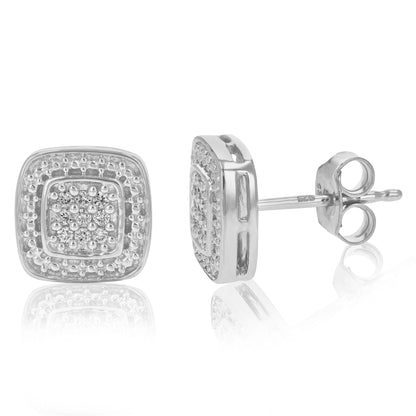 Diamond Cushion Stud Earrings