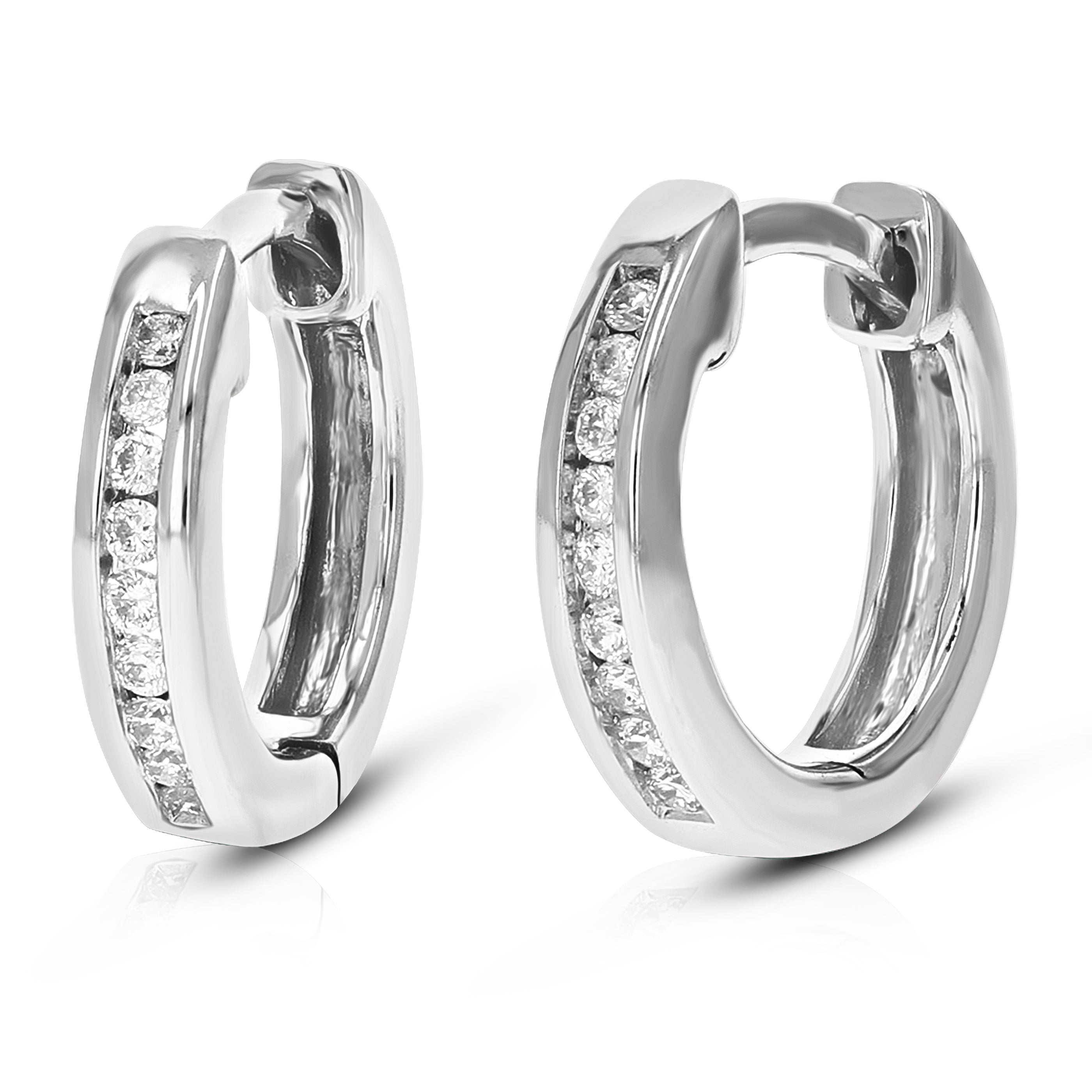 Channel Round Diamond Hoop Earrings