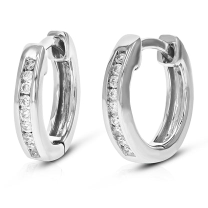 Channel Round Diamond Hoop Earrings