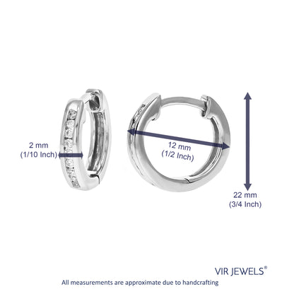 Channel Round Diamond Hoop Earrings