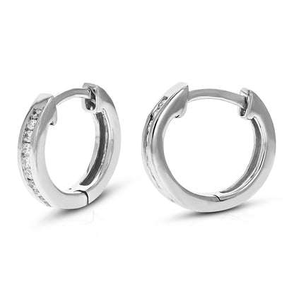 Channel Round Diamond Hoop Earrings