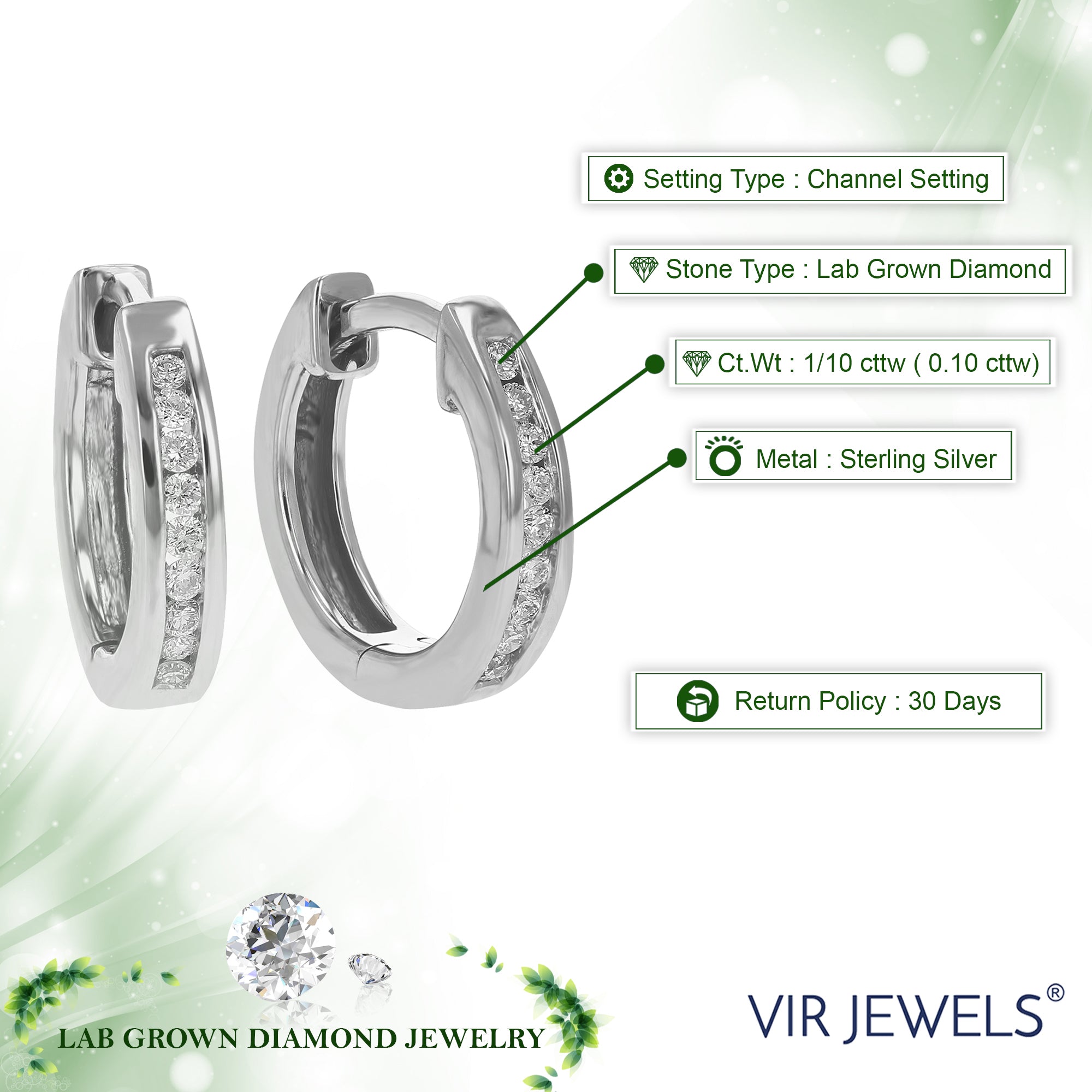 Channel Round Diamond Hoop Earrings