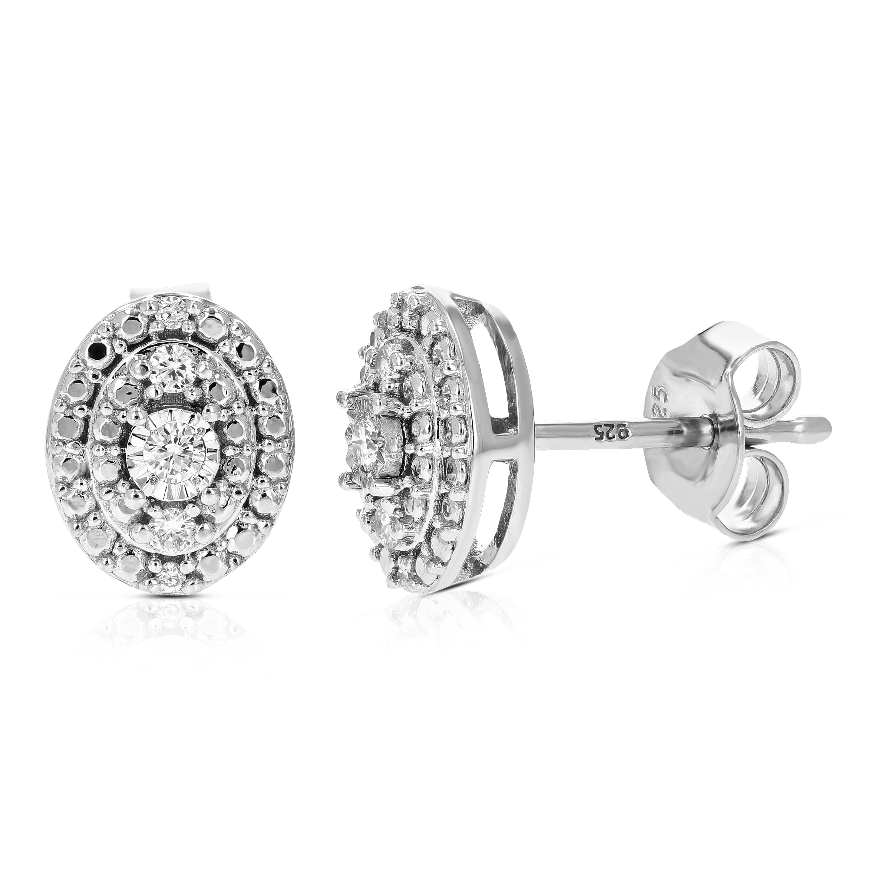 Oval Composite Diamond Stud Earrings