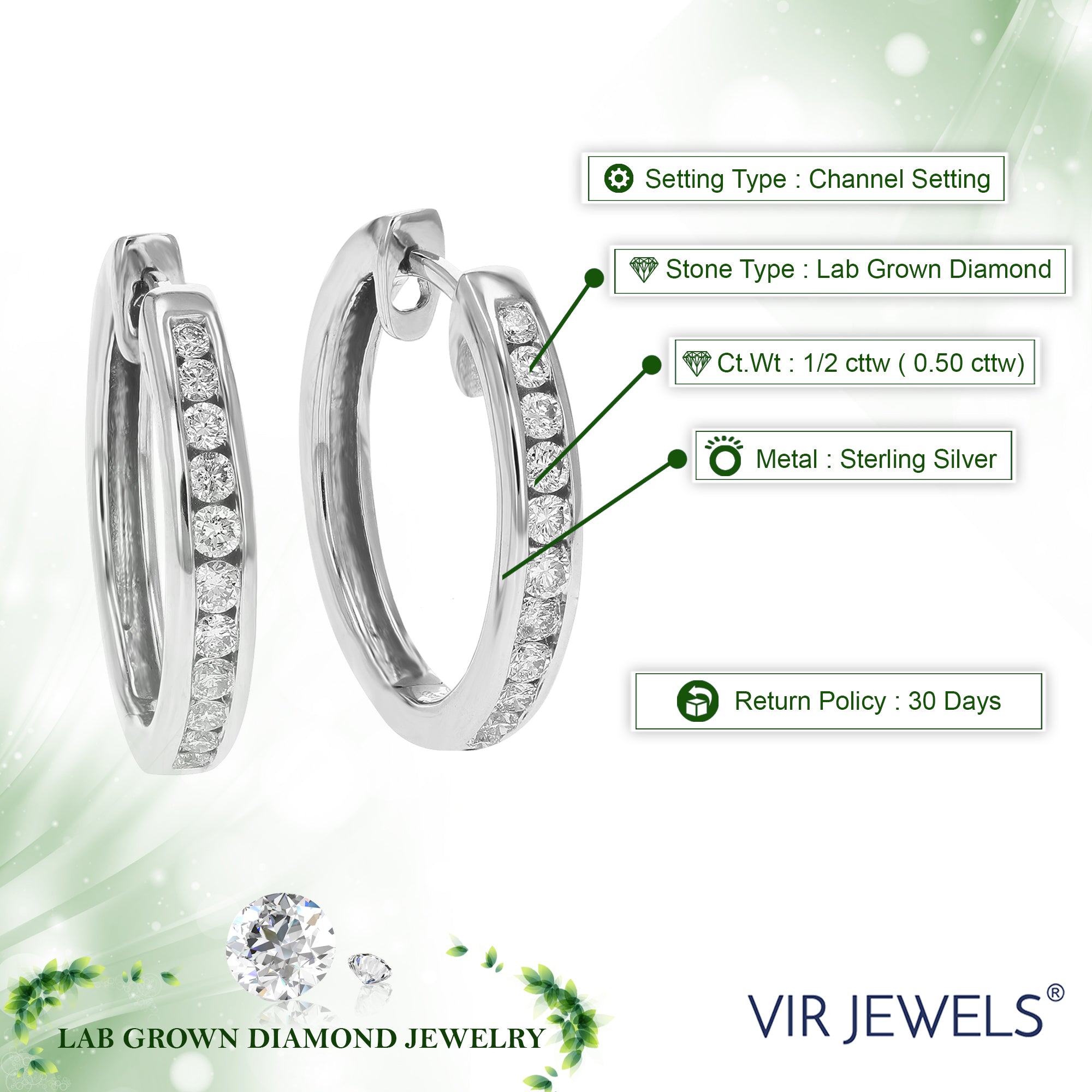 Channel Diamond Hoop Earrings