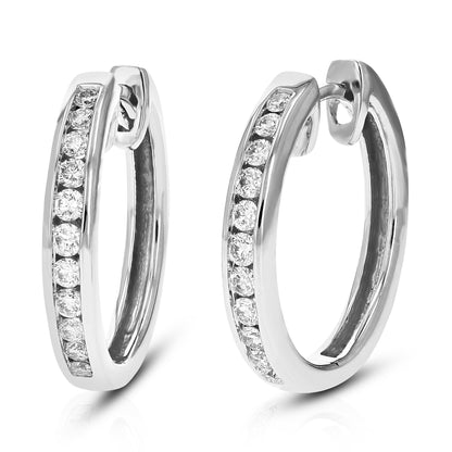 Channel Diamond Hoop Earrings