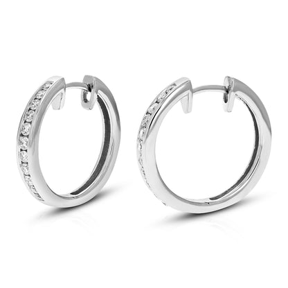 Channel Diamond Hoop Earrings