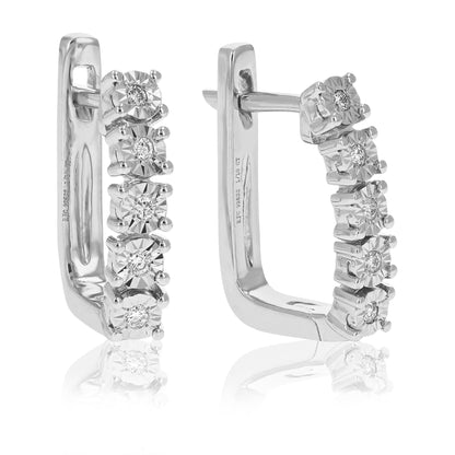 5 Prong Diamond Hoop Earrings