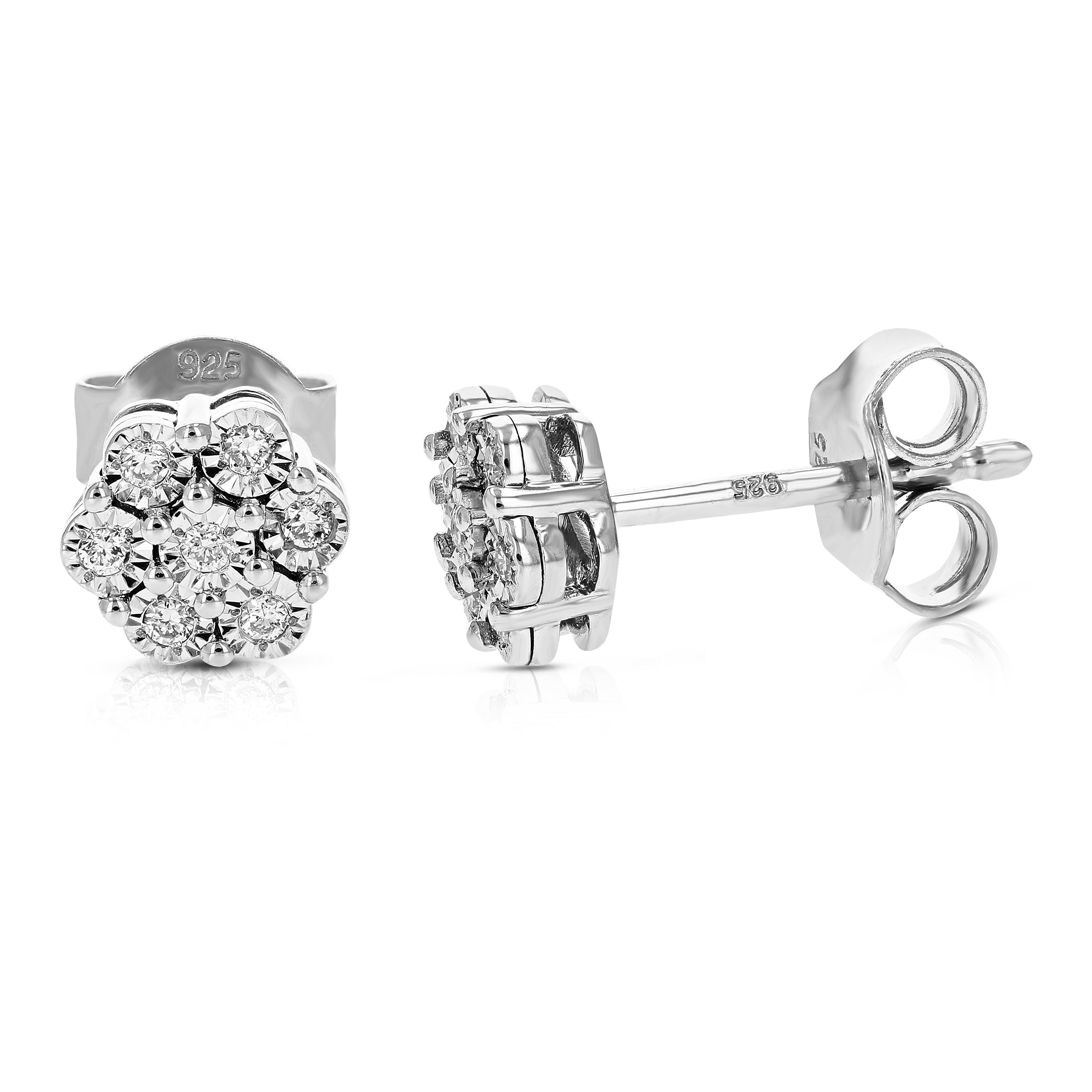 Floral Composite Diamond Stud Earrings